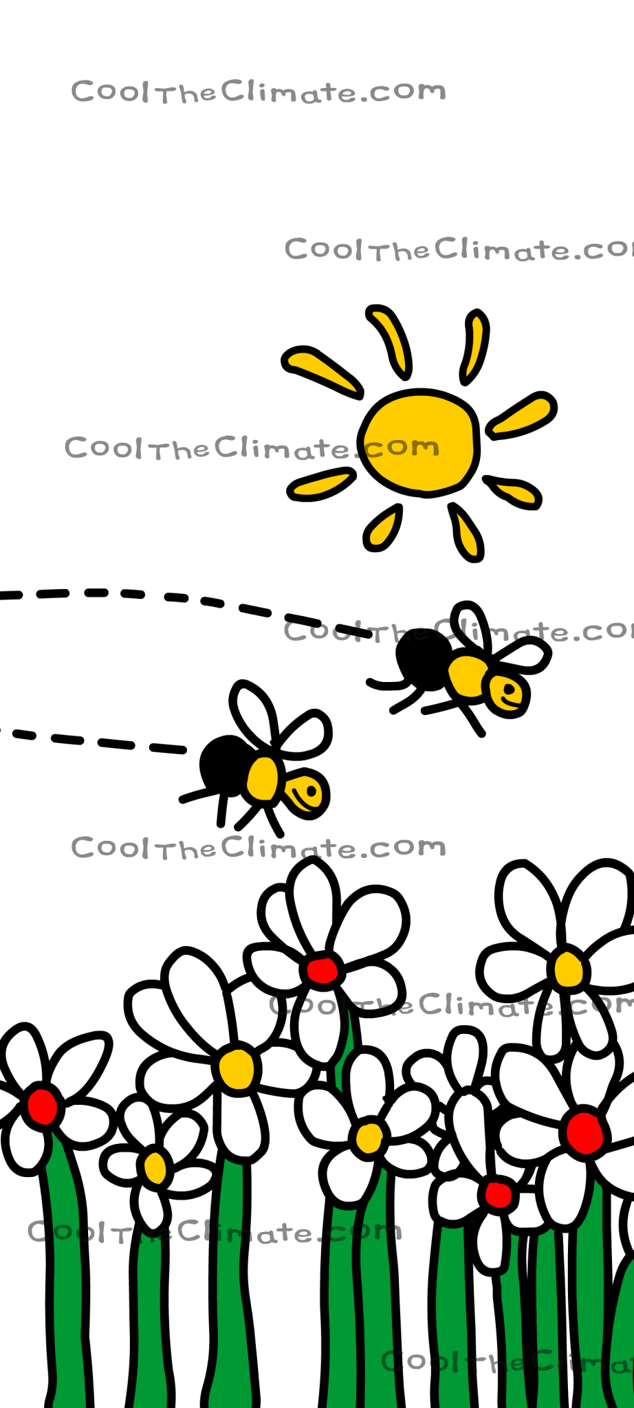 Bees & Flowers White | Remove Co2 - Cool The Climate
